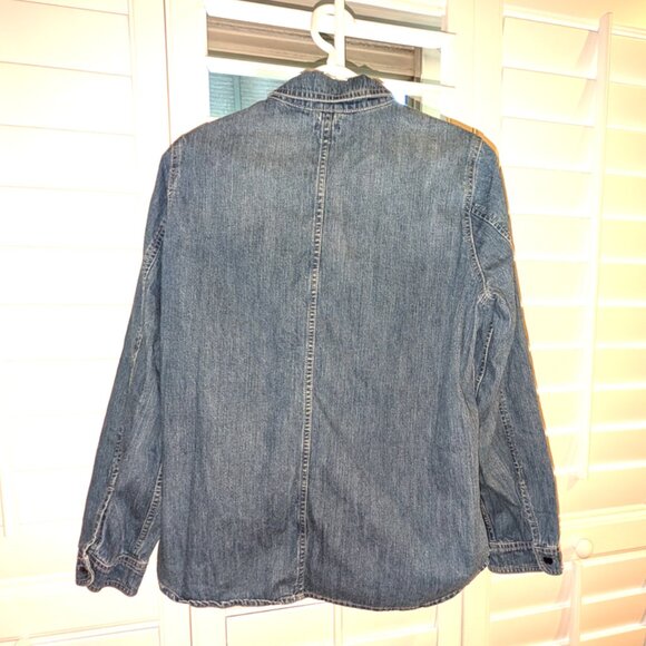 J. Crew Classic Chambray Popover Long Sleeve 1/2 Button Collared Jean Shirt Top - Picture 7 of 7